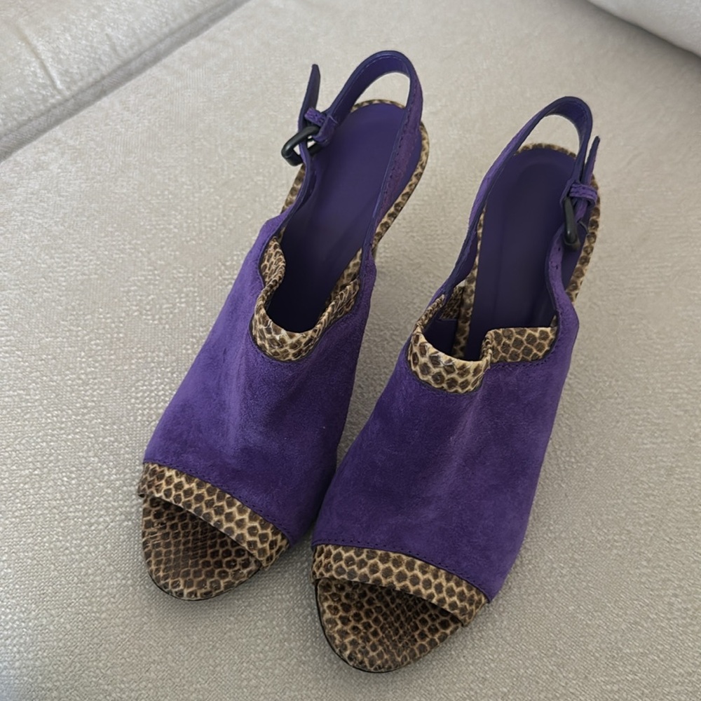 Bottega Veneta Purple and Brown Heels with Suede Finish - Picture 3 of 12
